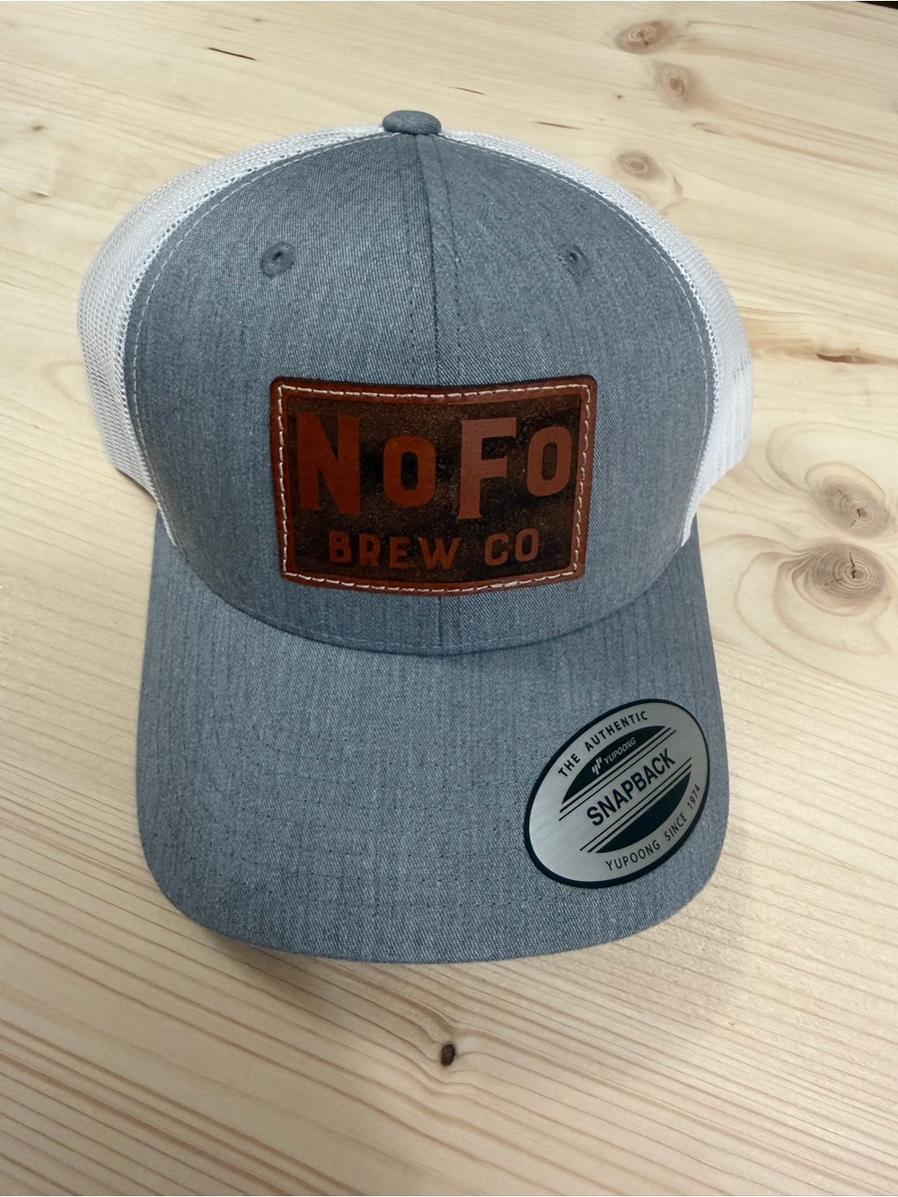 NoFo Brew Co. Grey and White Snapback Trucker Hat